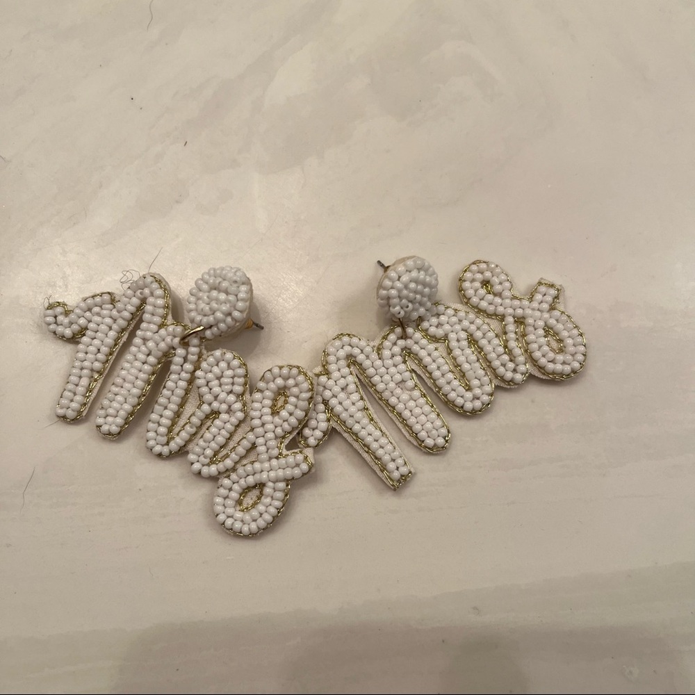 Felt Beaded Mrs Earrings Bachelorette or Bridal Shower